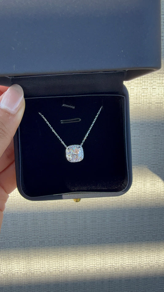 14KT Cushion Halo Lab Diamond Necklace