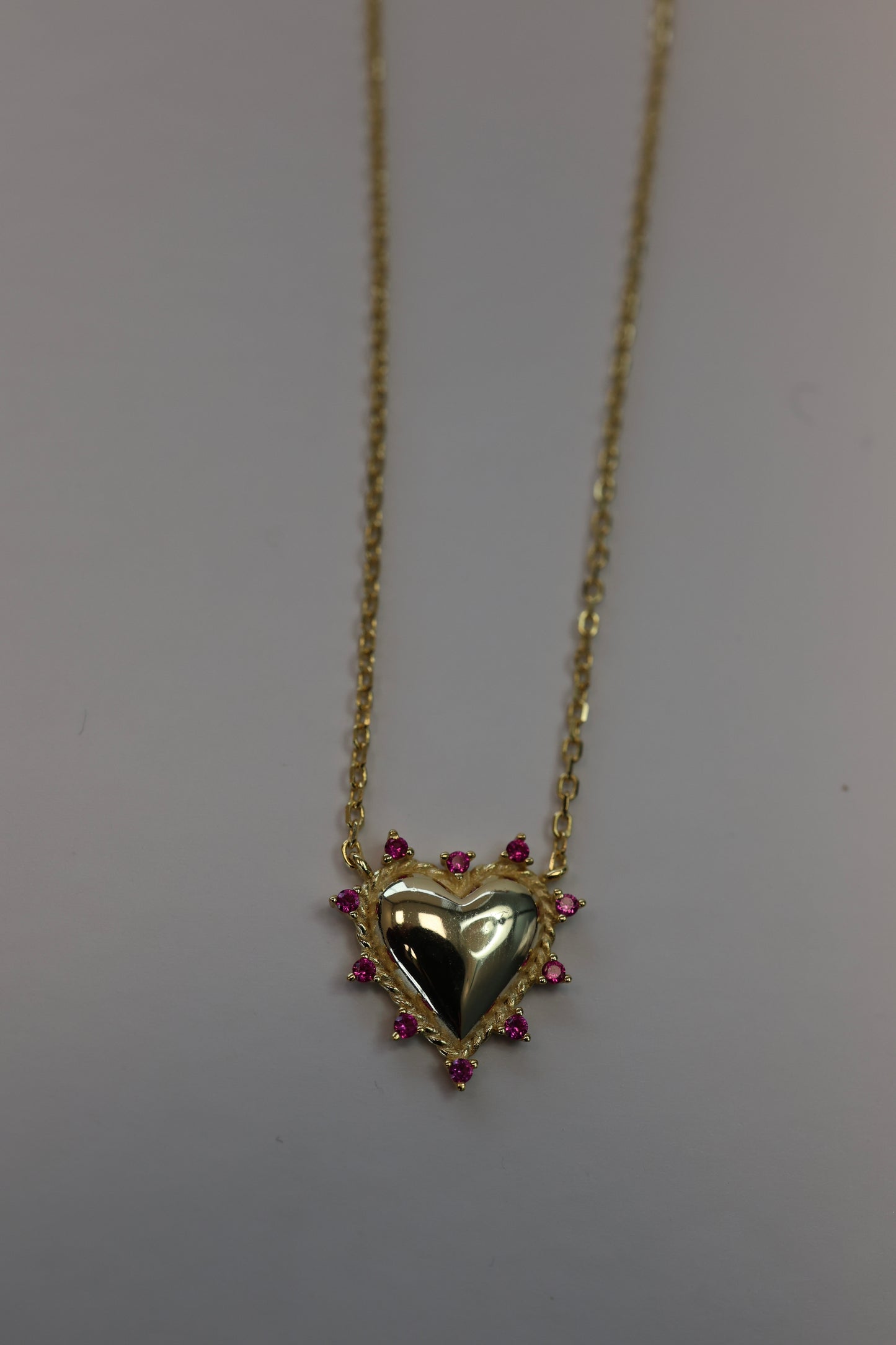 Puff Pink Heart Necklace