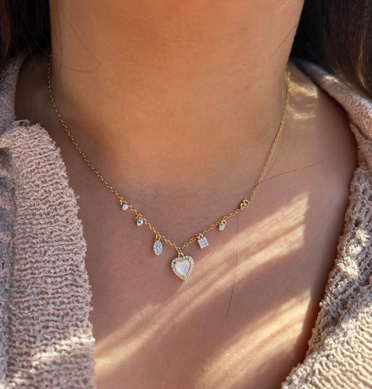 Golden Embrace Heart Charm Necklace