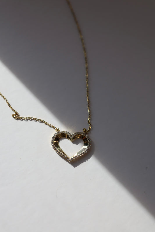 Open Heart Pave Necklace