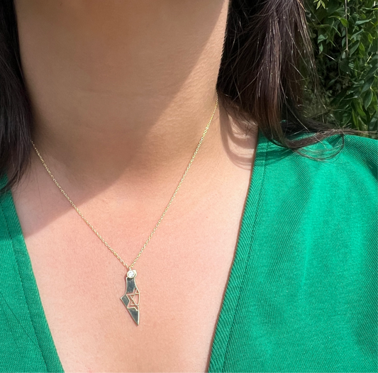 Bezel Map of Israel Necklace