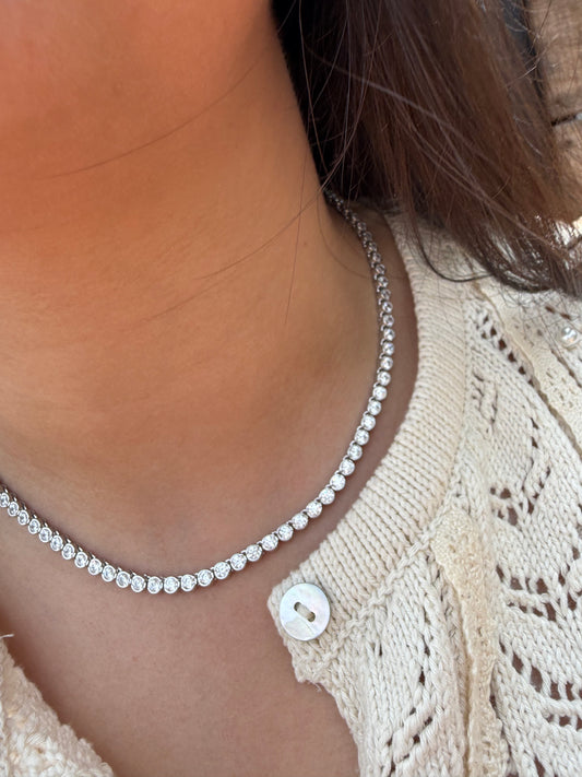Luxe Bezel Tennis Necklace