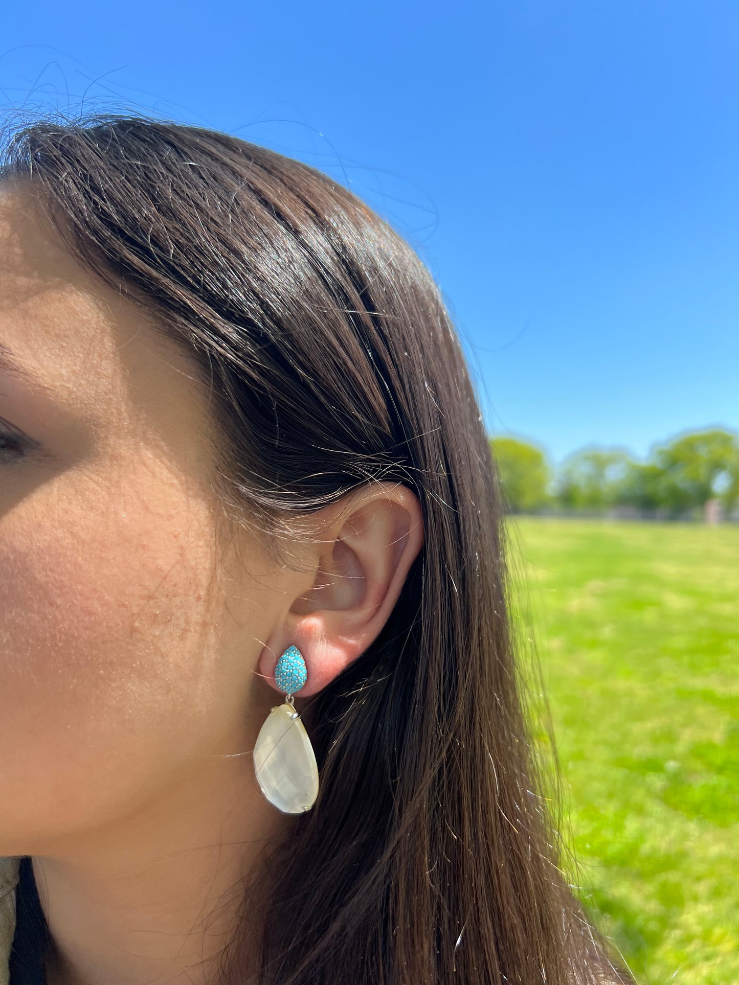 Turquoise Moonstone Earrings