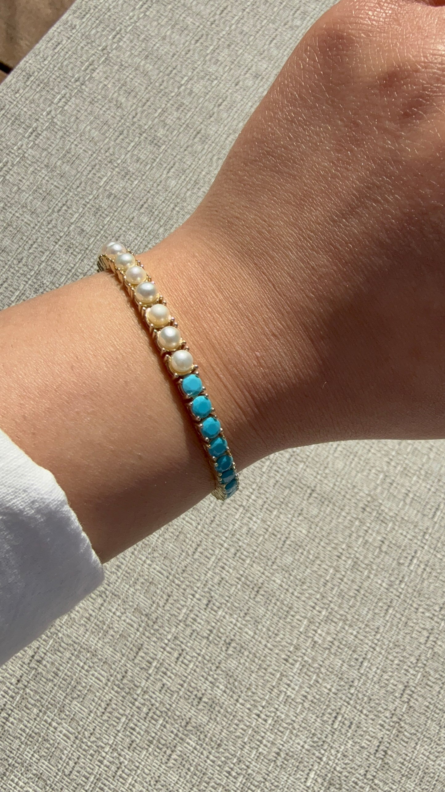 Turquoise x Pearl Tennis Bracelet