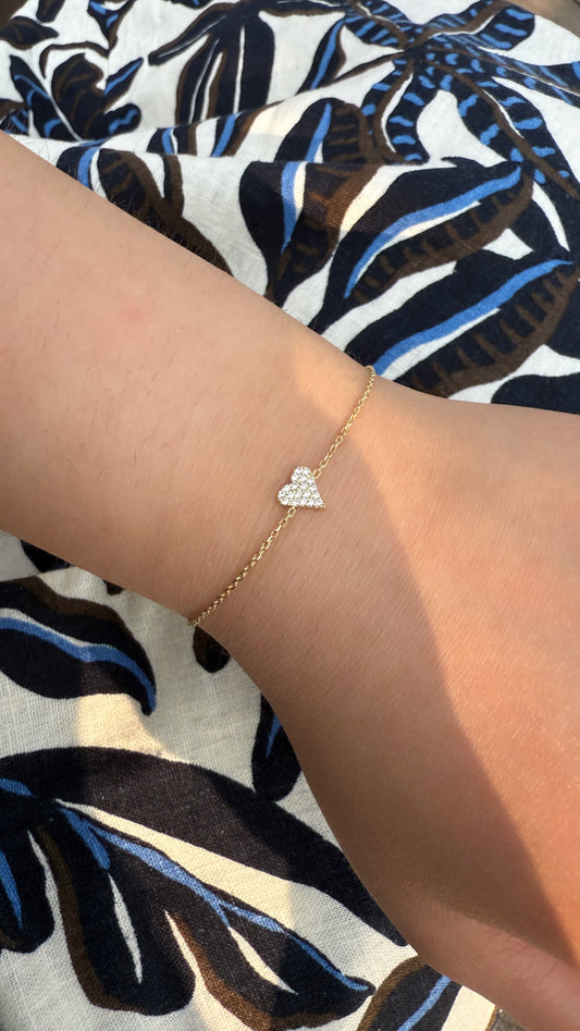 14KT Gold Dainty Heartbeat Bracelet