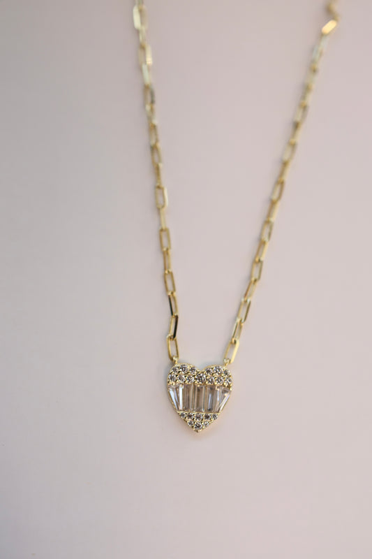 Baguette heart necklace