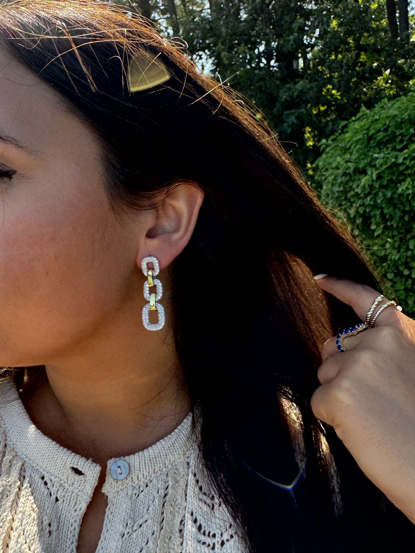 Luxary Pave Chain Earrings