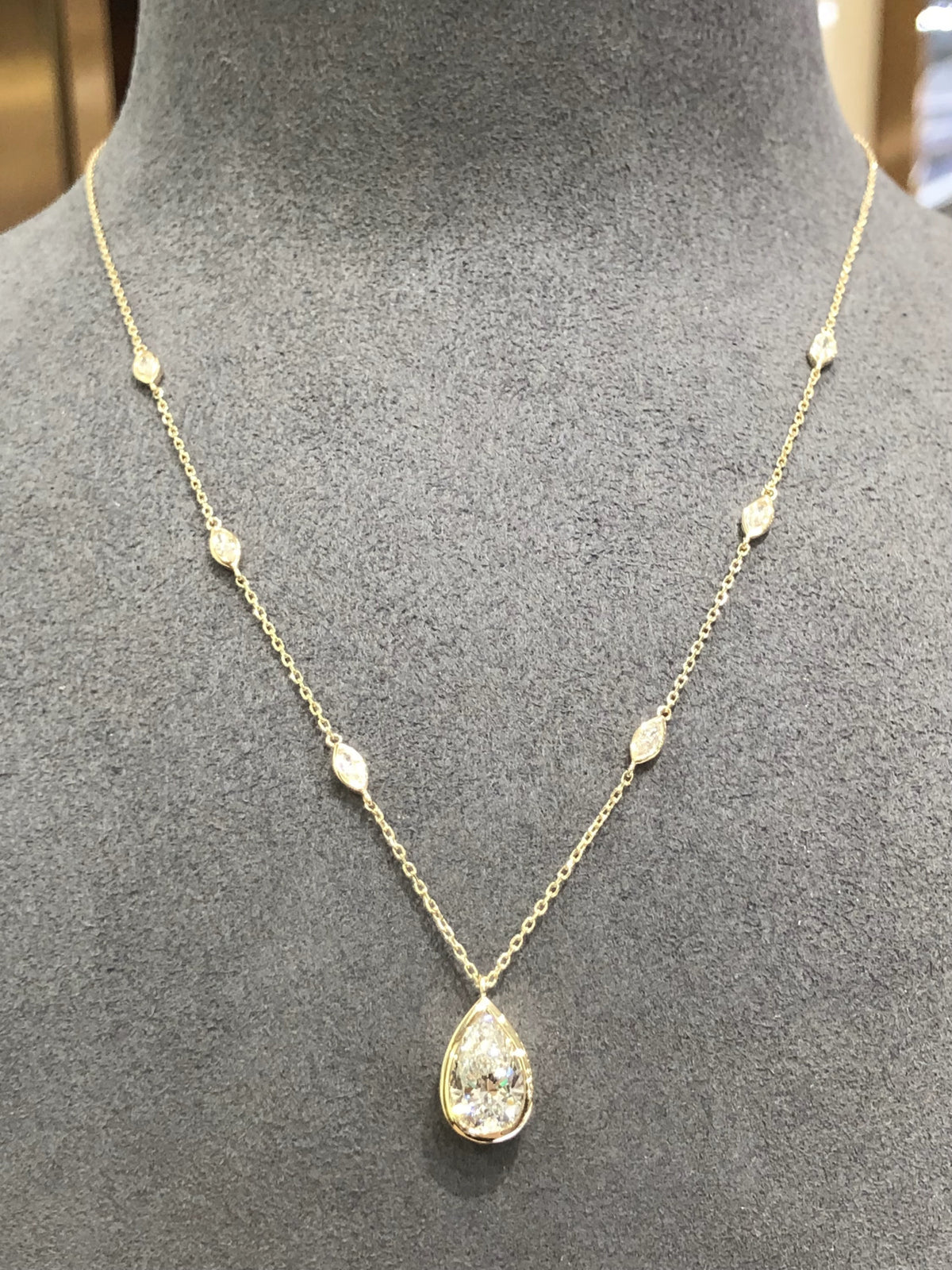 14KT Lab Diamond Pear x Marquise Necklace
