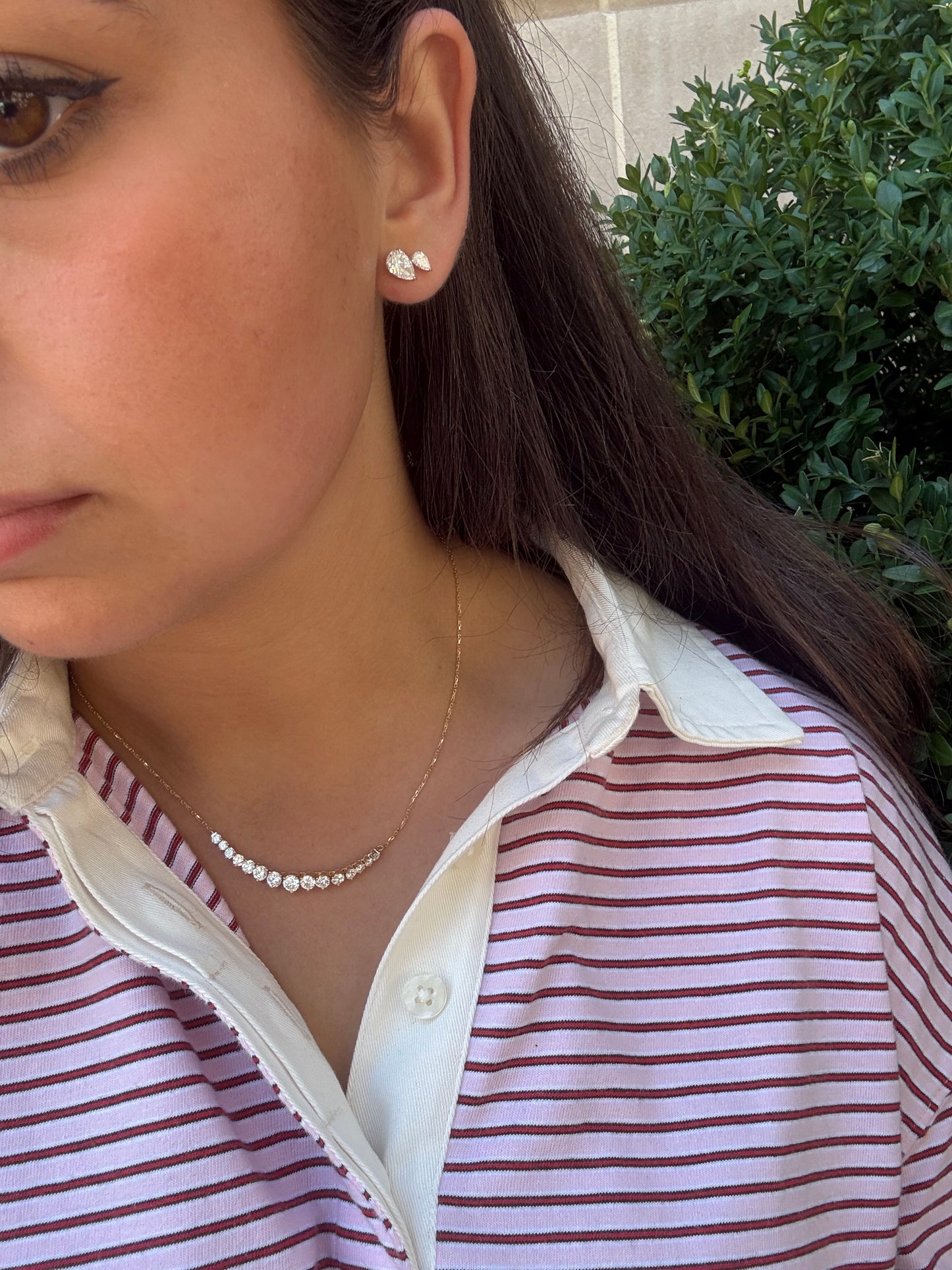 14KT Gold 4CTTW Double Pear Stud Earrings
