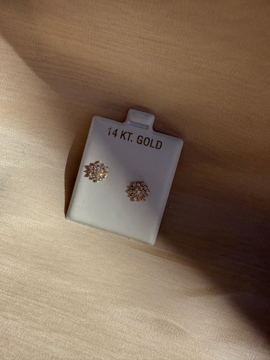 14KT Gold Cluster Stud Earrings