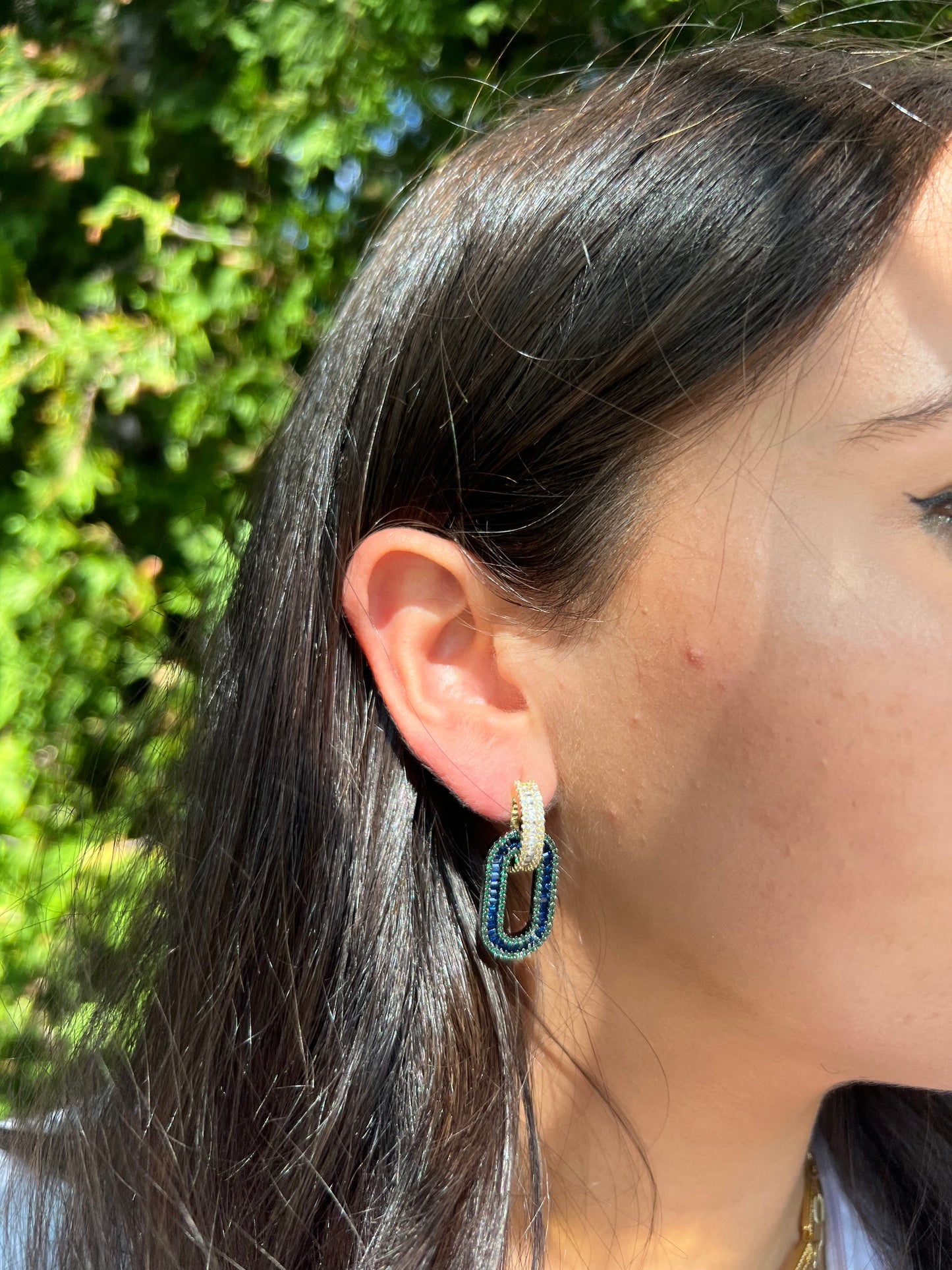 GREEN X BLUE STATEMENT Earrings