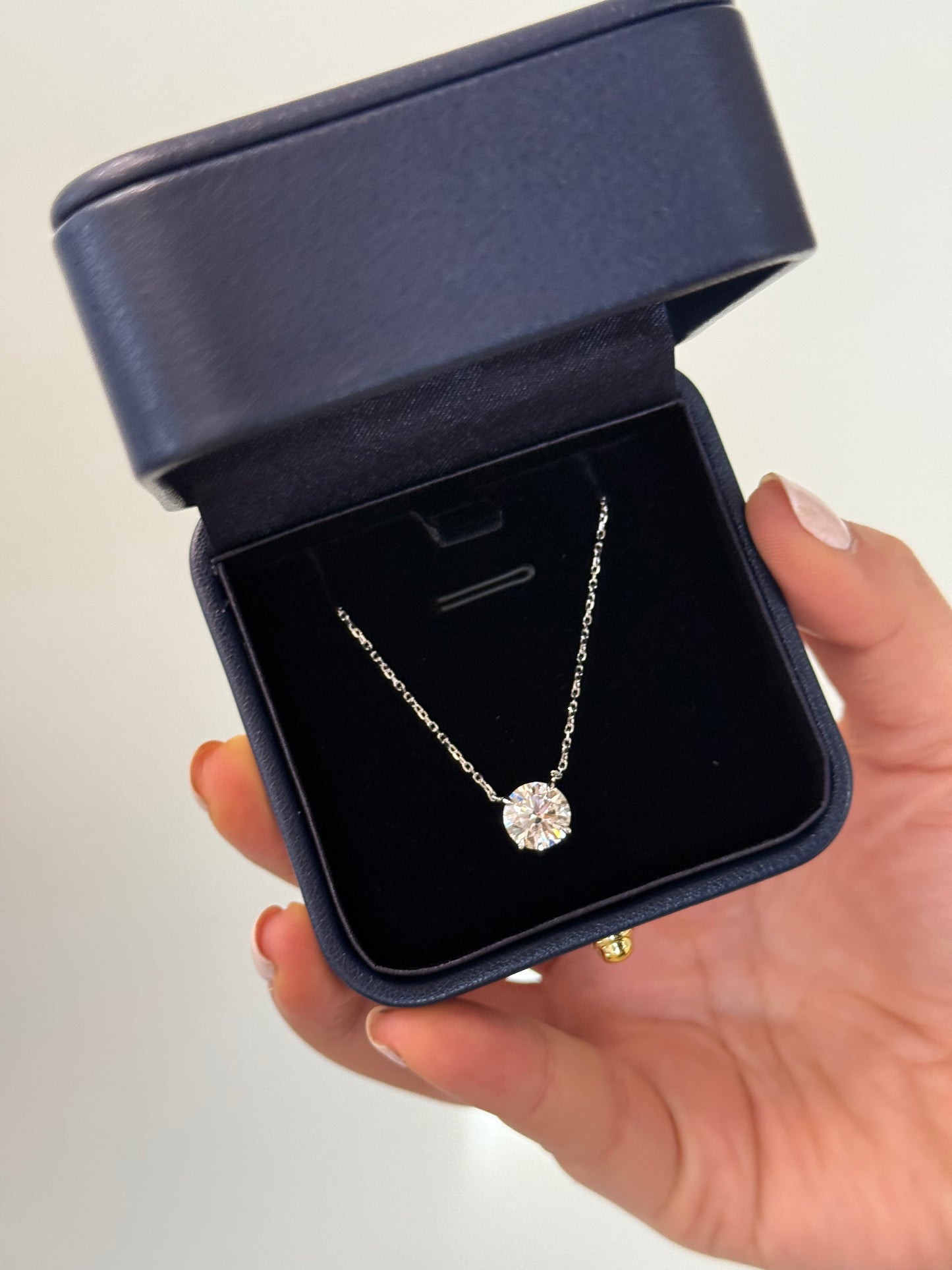 14KT Gold Floating Round Lab Diamond Necklace