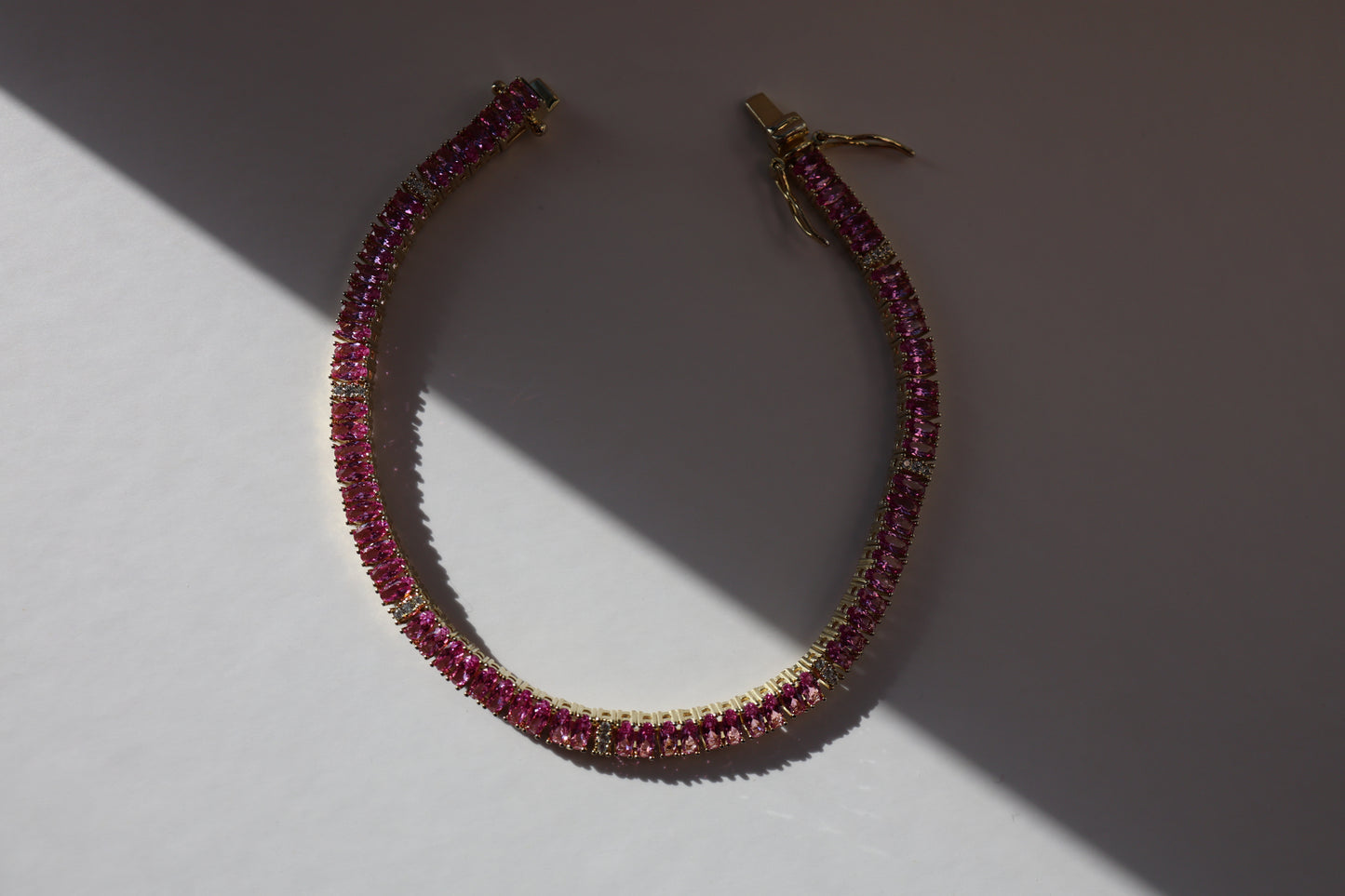 Pink Sapphire Oval Tennis Bracelet