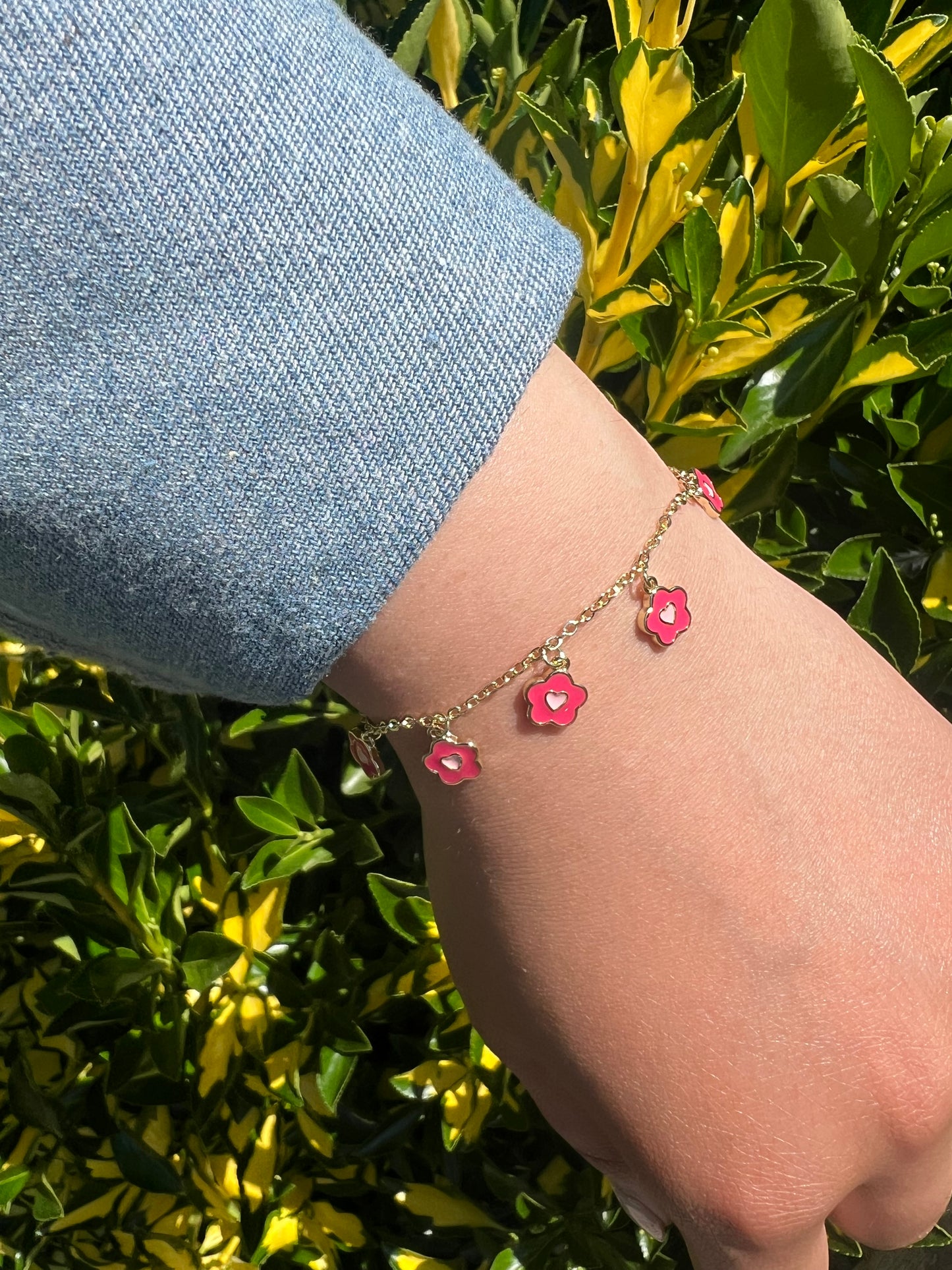 Pinkie Flower Charm Bracelet