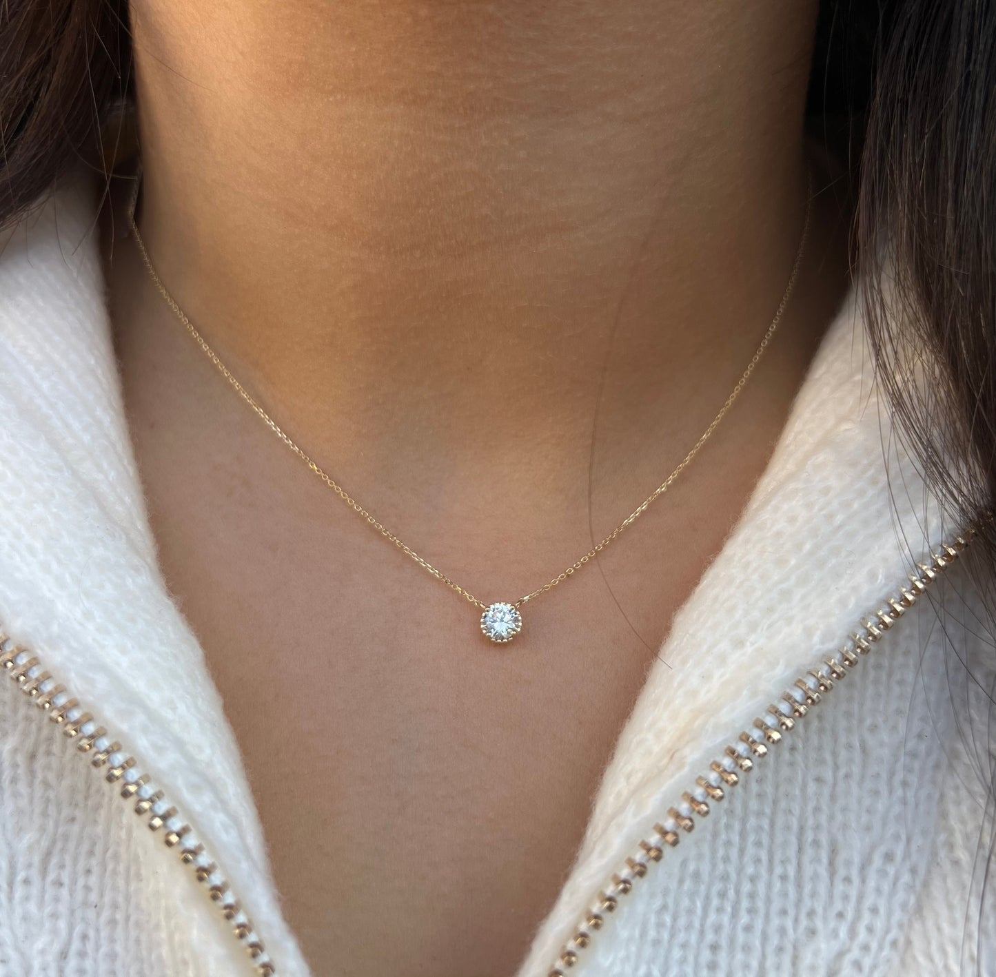 14KT Gold Solitaire Necklace