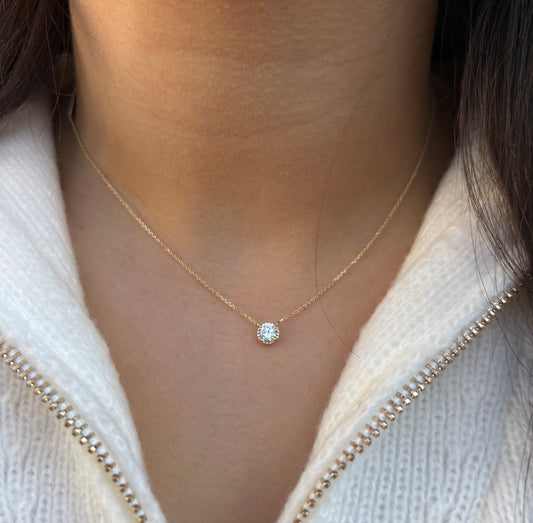 14KT Gold Solitaire Necklace