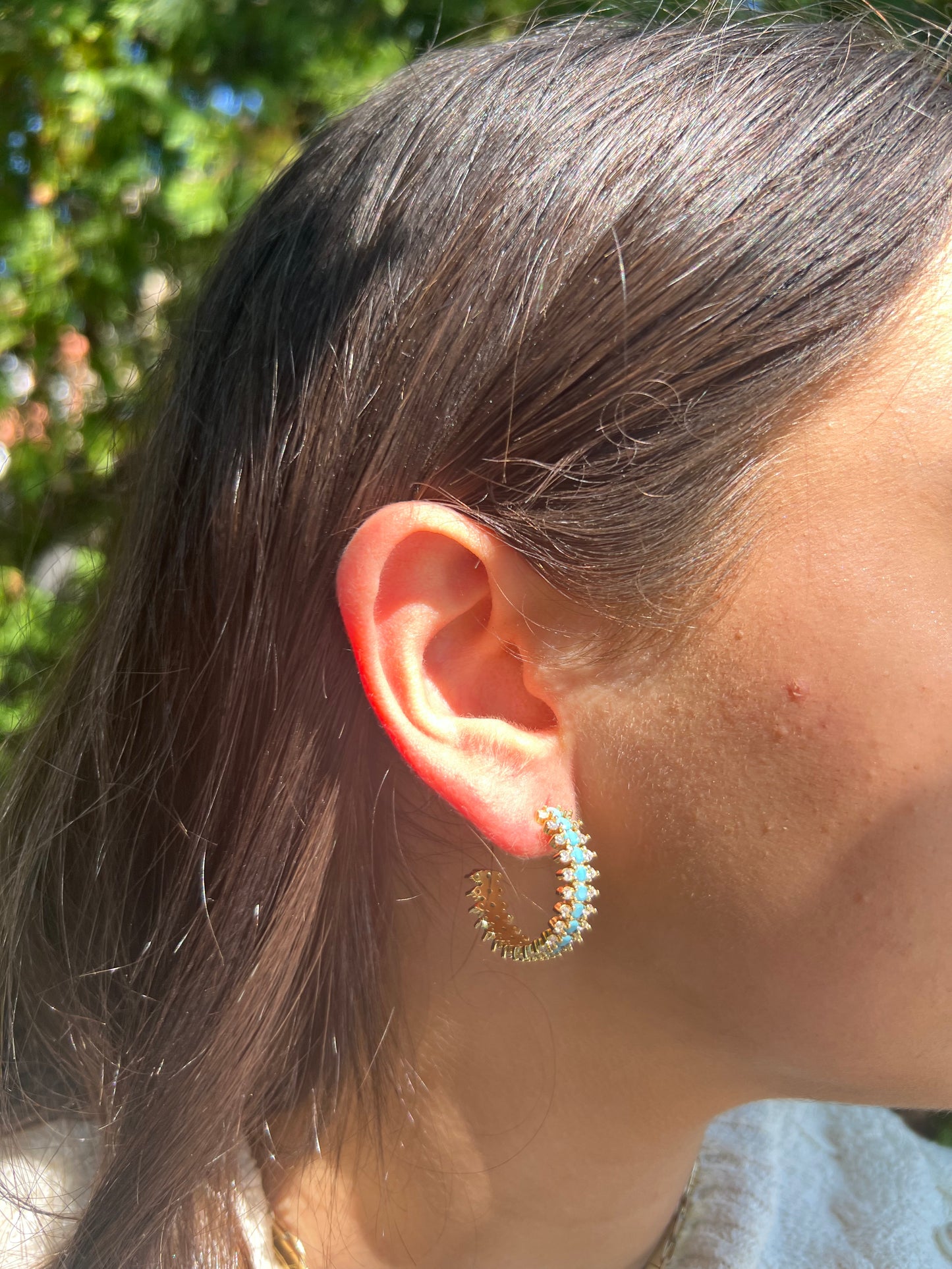 Blue spiked Hoop Earrings