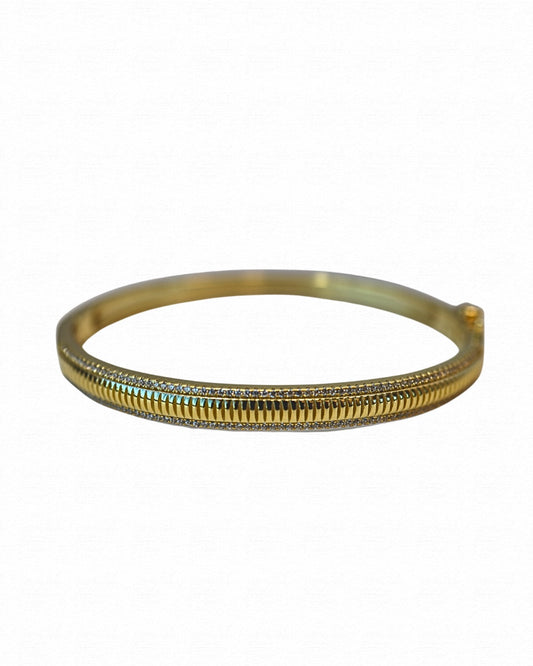 Double Sparkle Ribbed Bangle