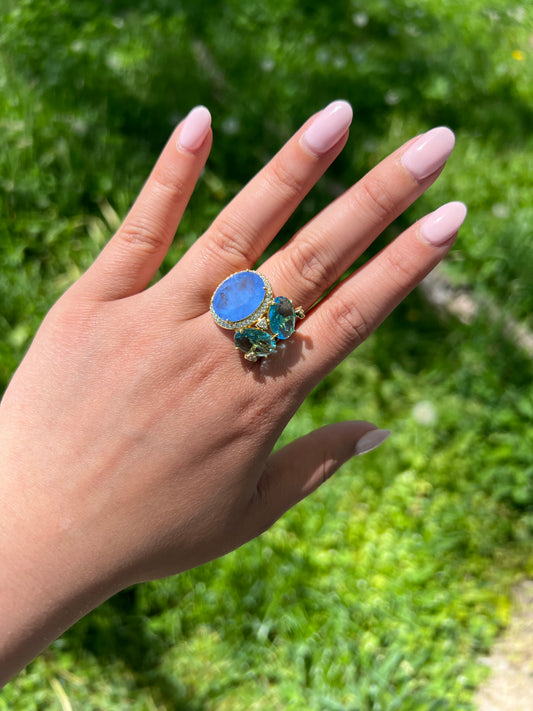 Blue Pastel Cluster Ring