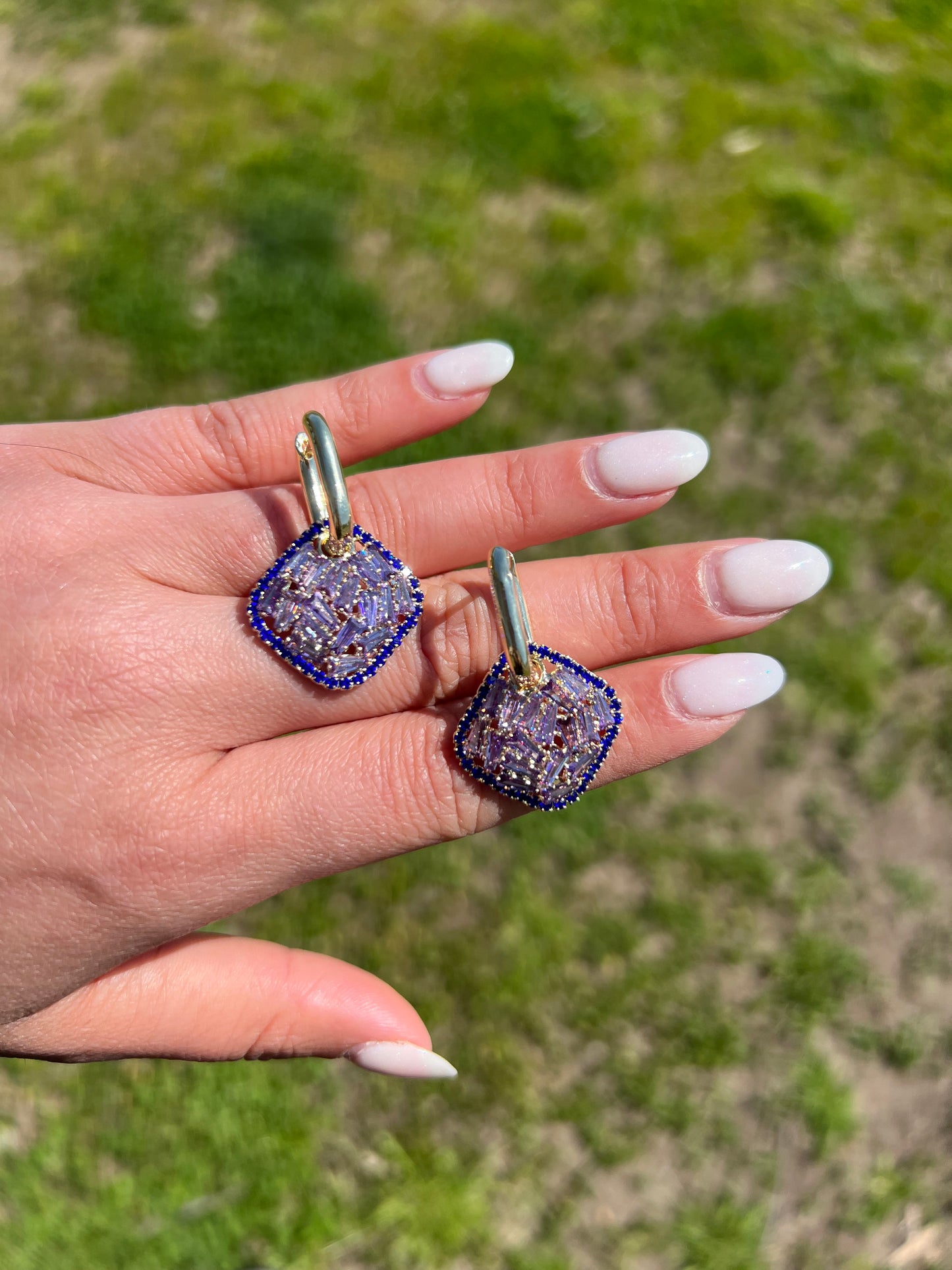 Blue Amethyst Dazzled Hoop earrings