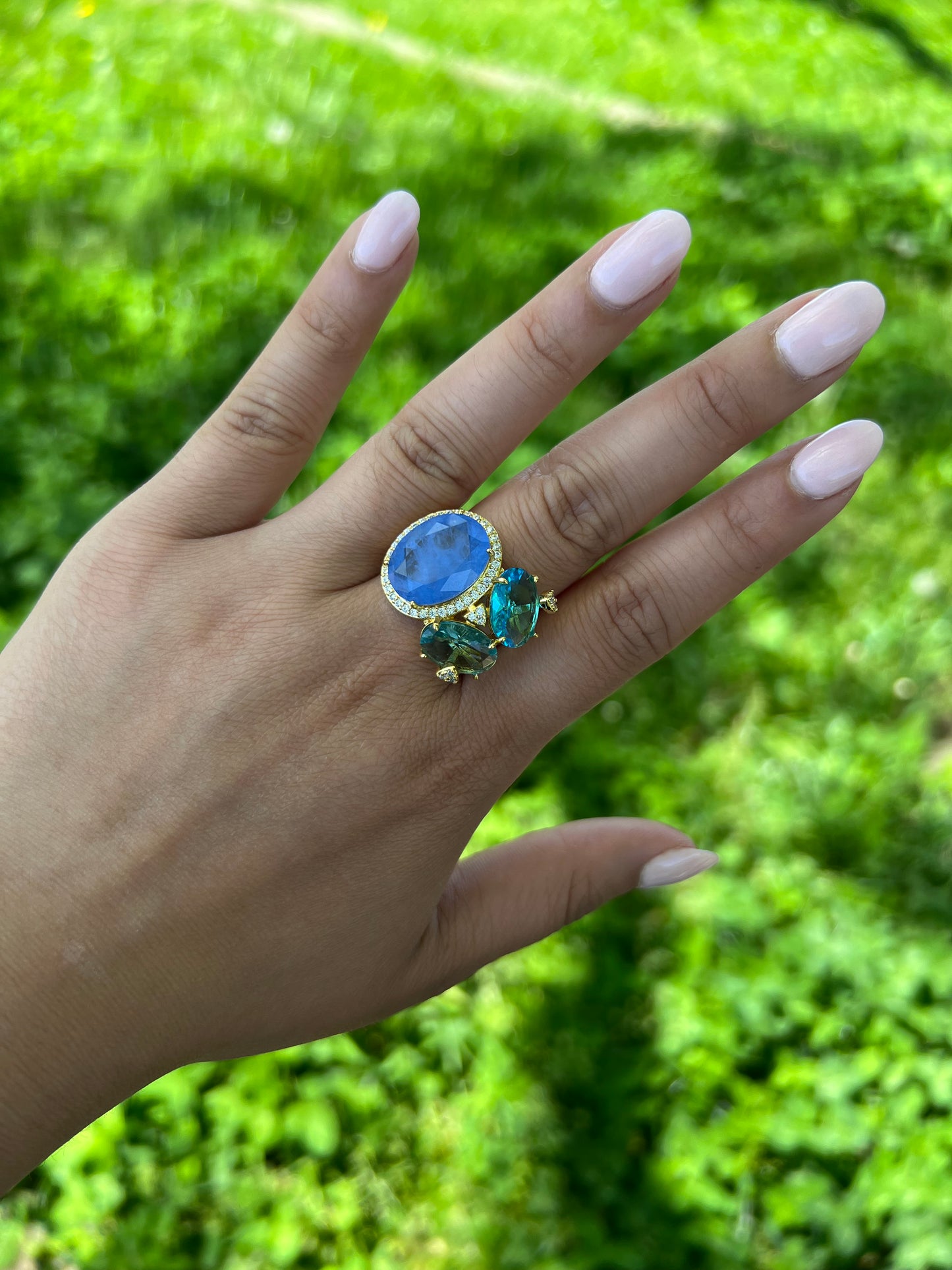 Blue Pastel Cluster Ring