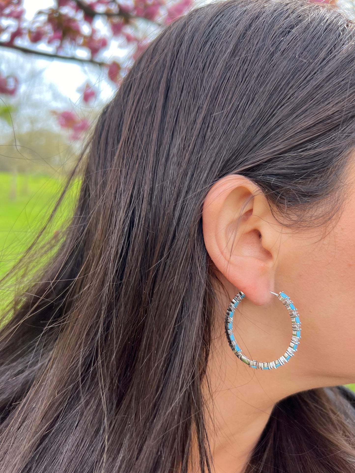 Shaped Turquoise Hoop Earrings