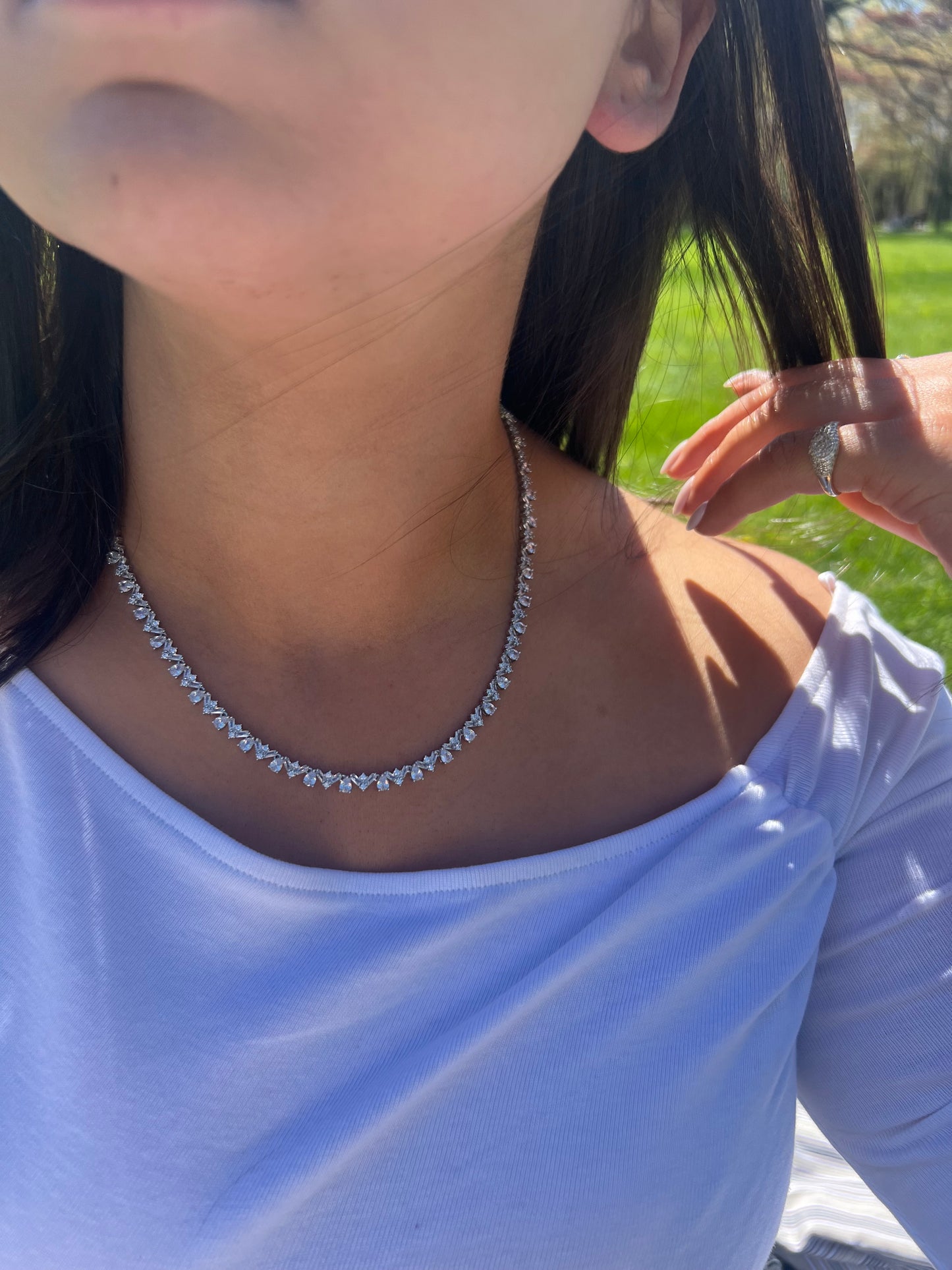 ClassicJewlz Dainty Love Tennis Necklace