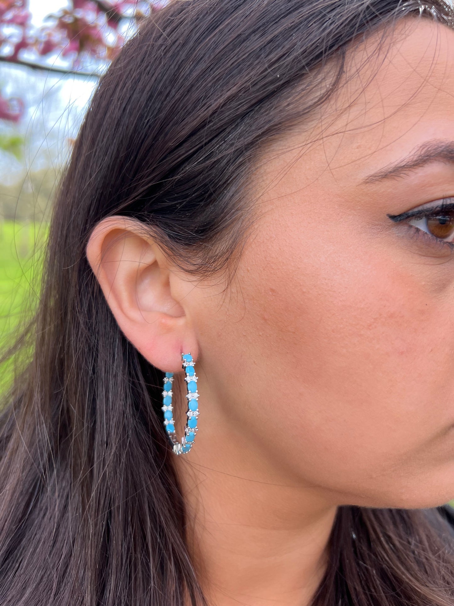 Shaped Turquoise Hoop Earrings