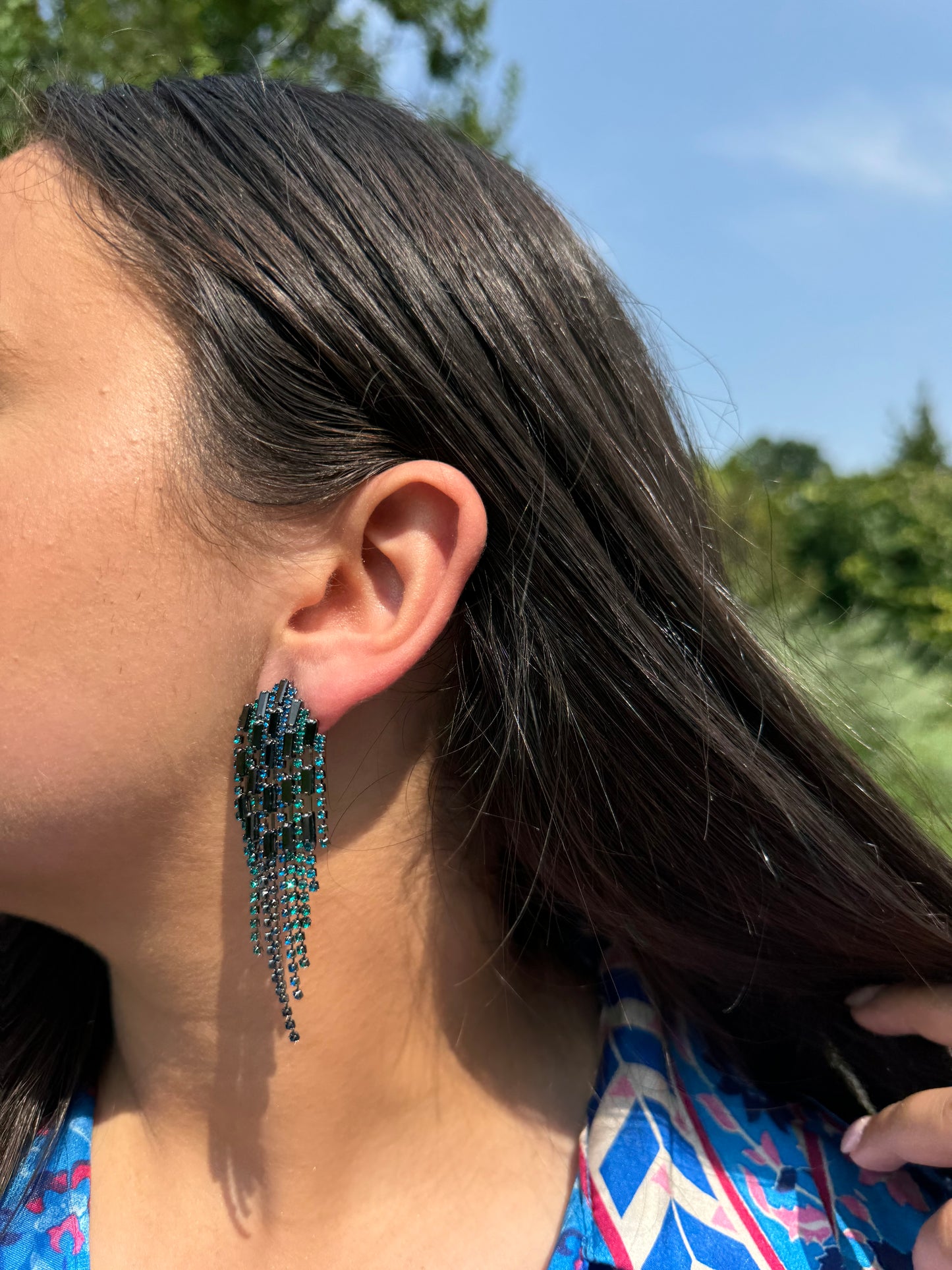 Midnight Cascading Fringe Earrings