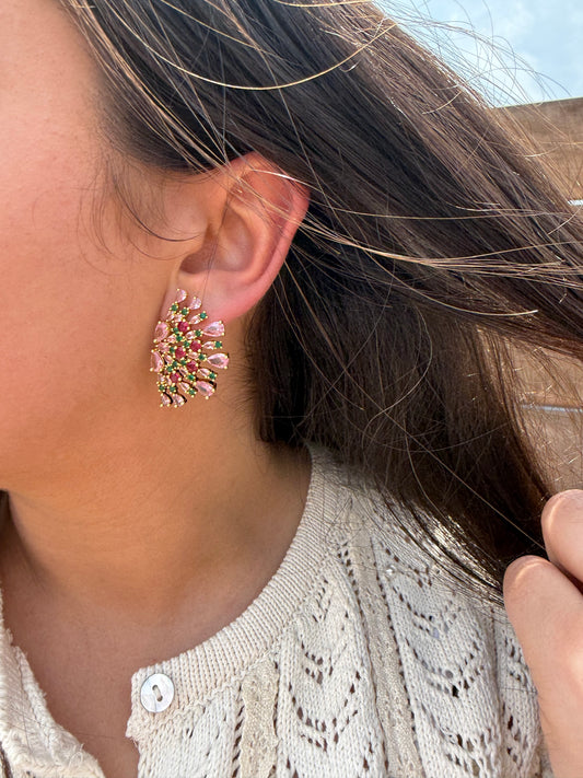 Pink Fan Earrings