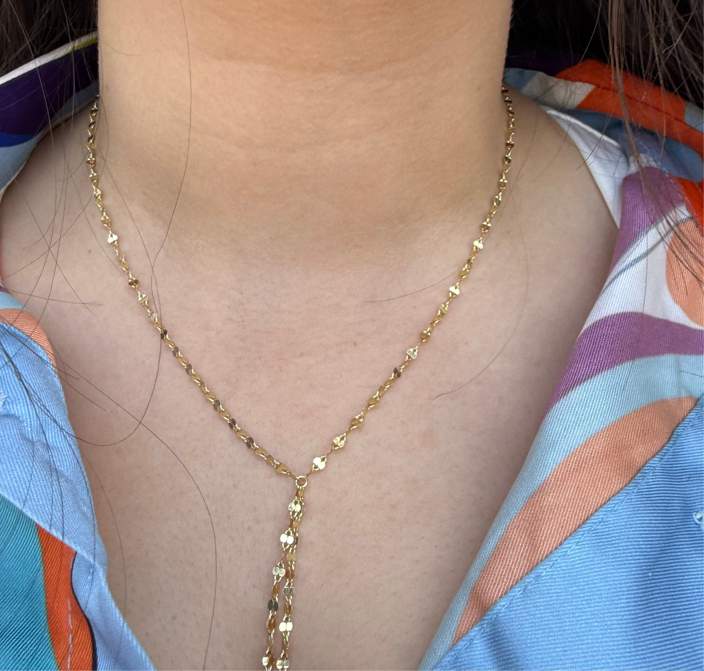 Metallic Lariat Necklace