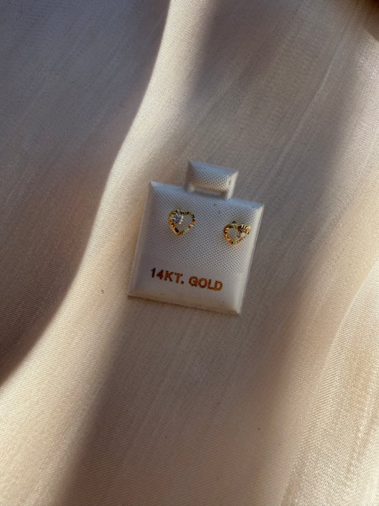 14KT single stud Heart earrings