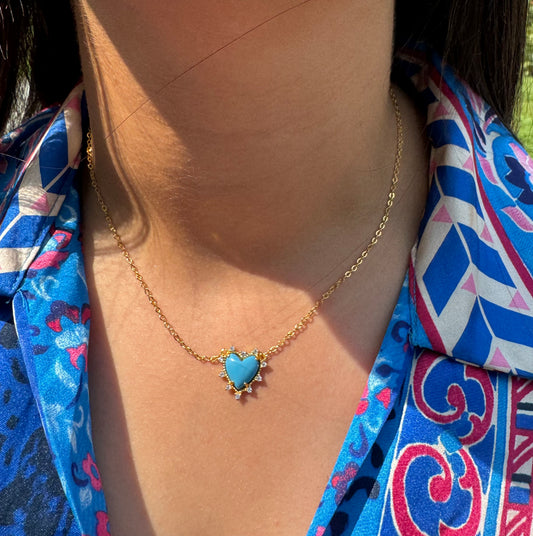 Turquoise Heart of Gold Necklace