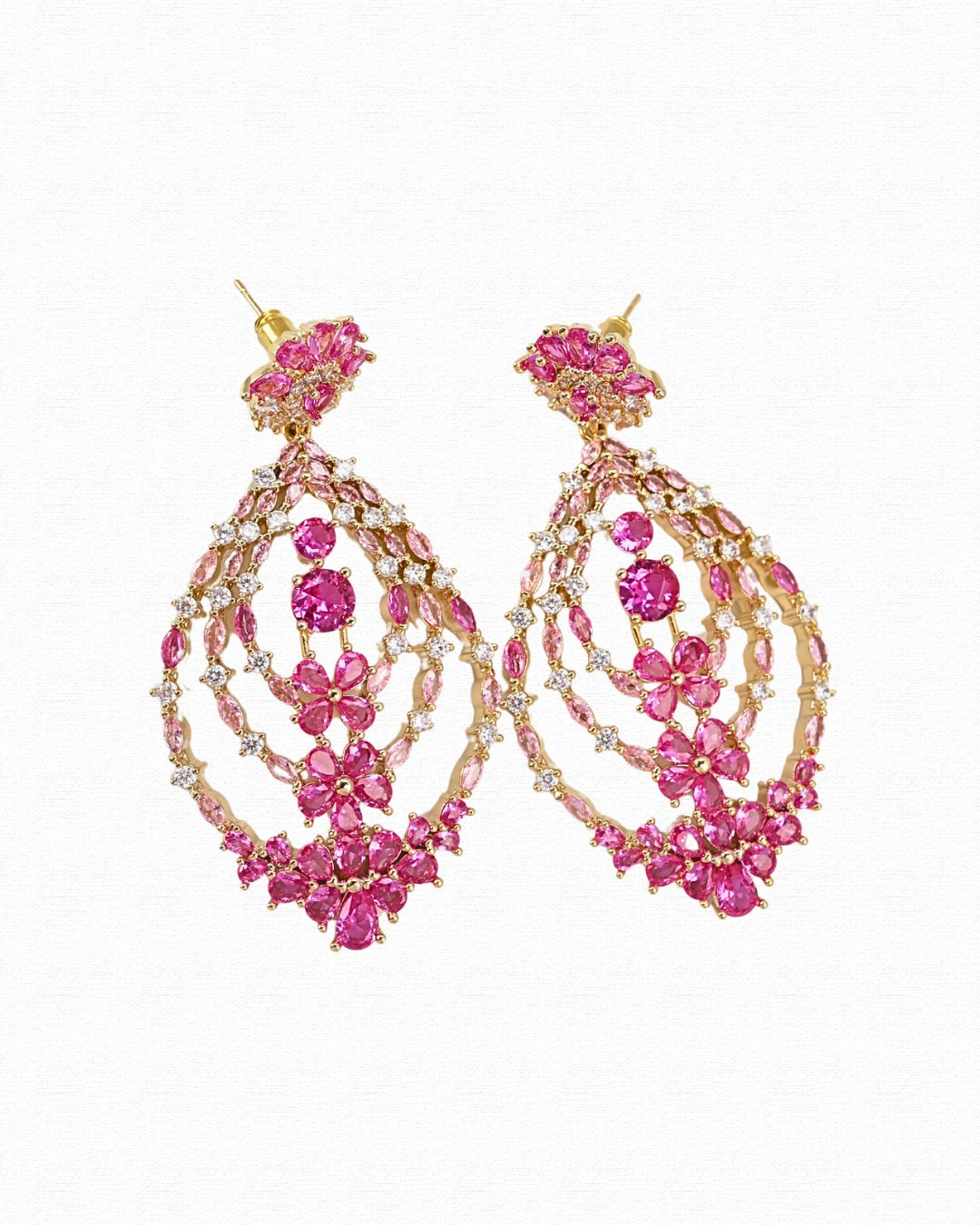 Pink Ruby Cocktail Earrings