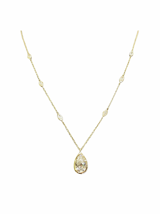 14KT Lab Diamond Pear x Marquise Necklace