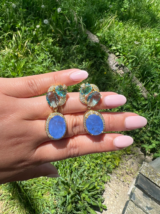 Blue Pastel Cluster Earrings