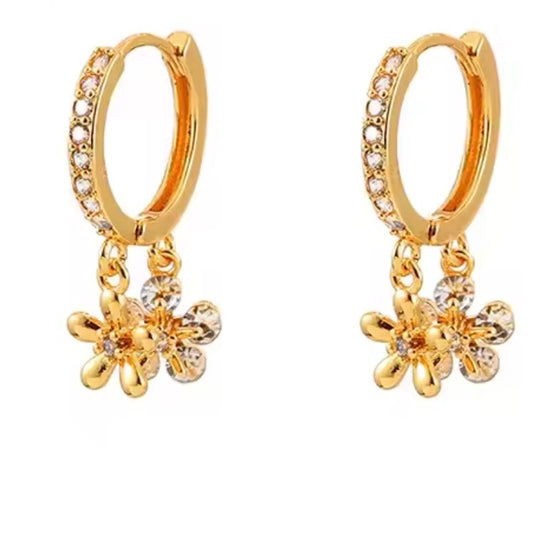 Double Flower Hoop Earrings