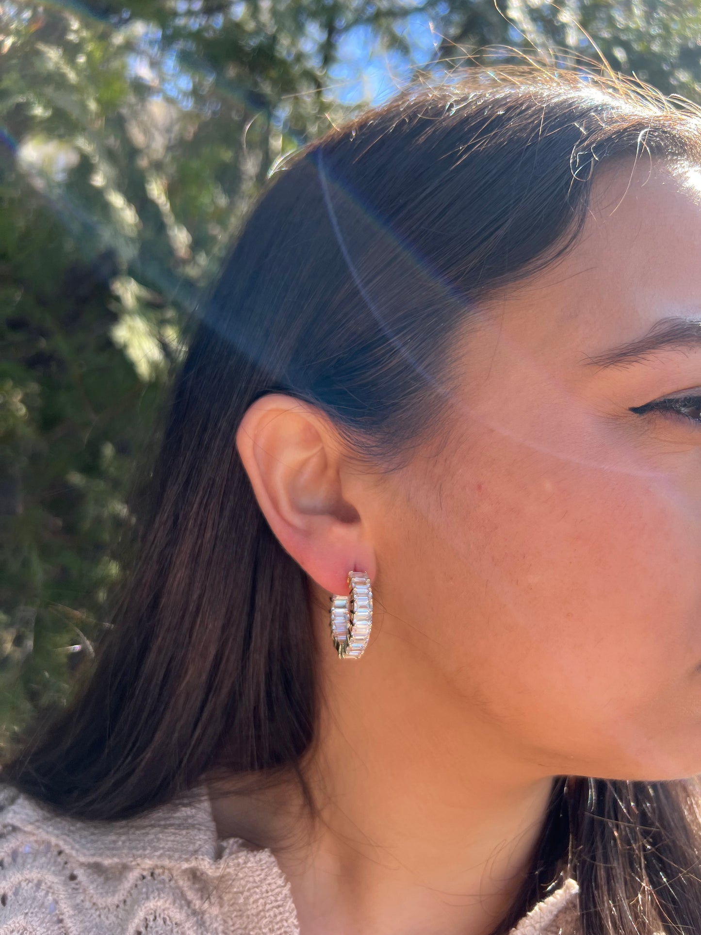 Crystal Cascade Hoop Earrings