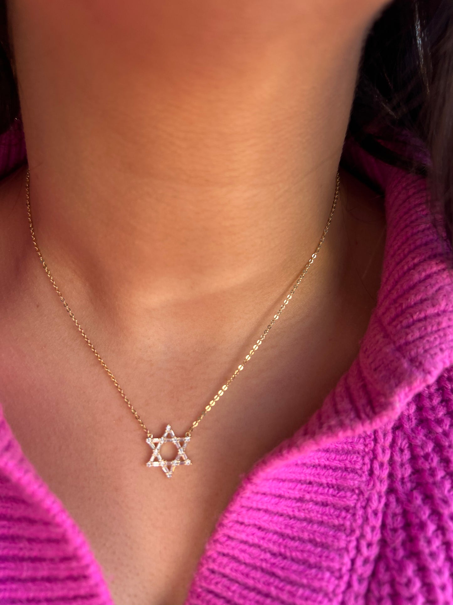 Baguette Magen David Necklace