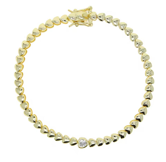 Heart Bracelet With Center CZ