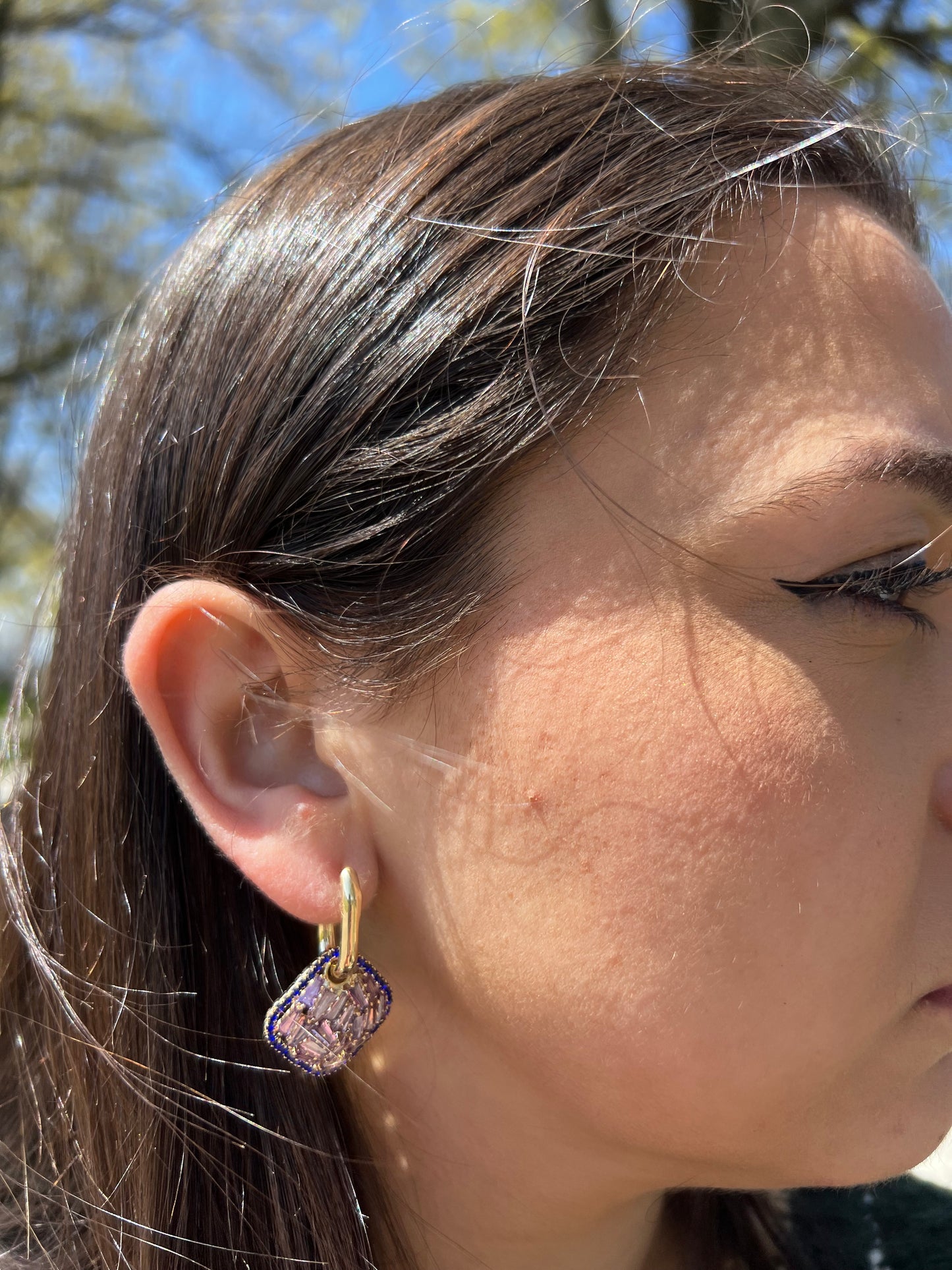 Blue Amethyst Dazzled Hoop earrings