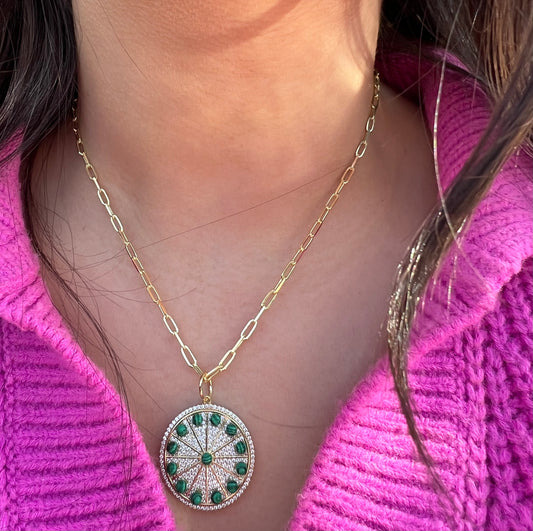 Green Disk Necklace