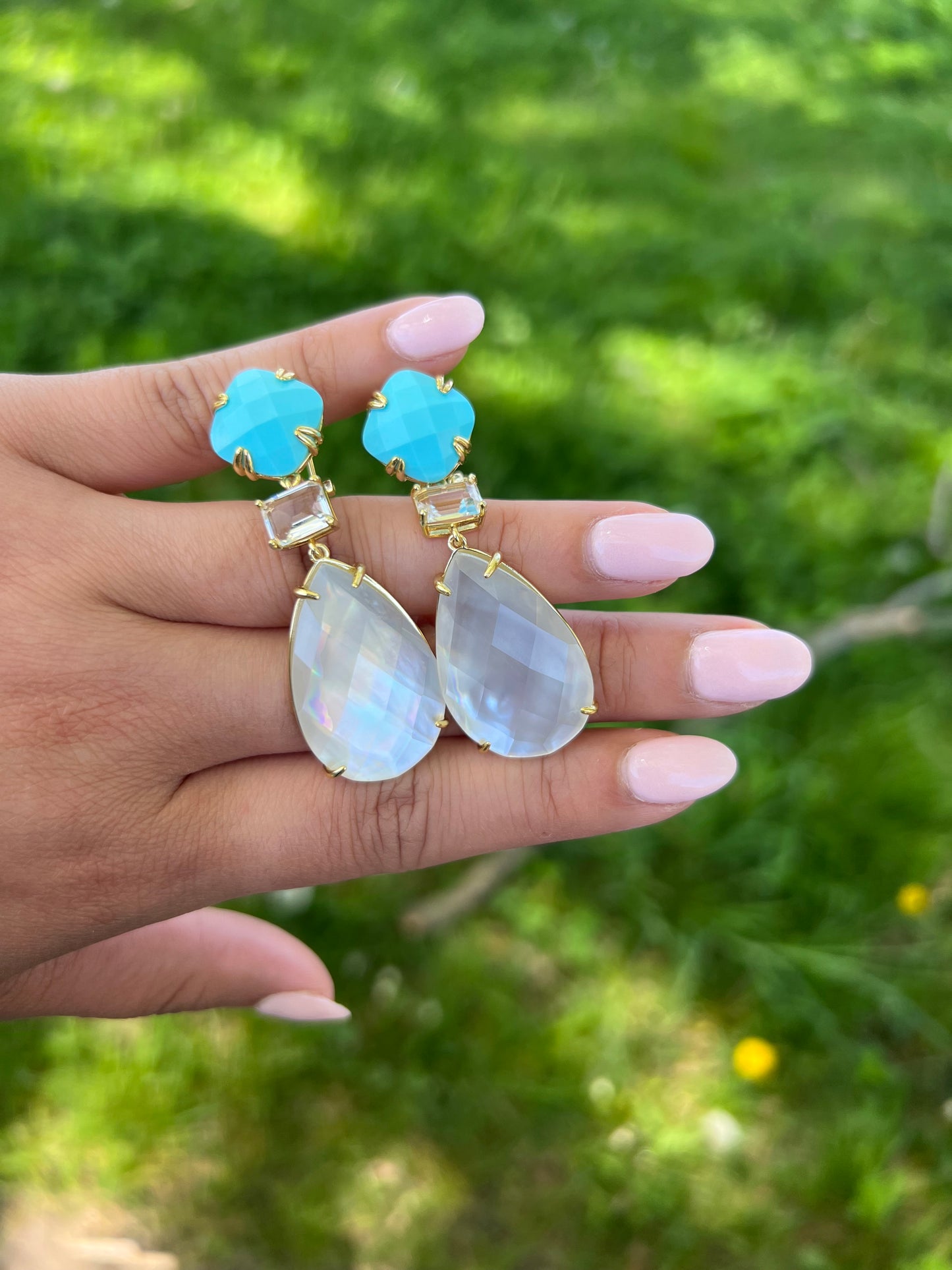 Moonstone x Turquoise Earrings