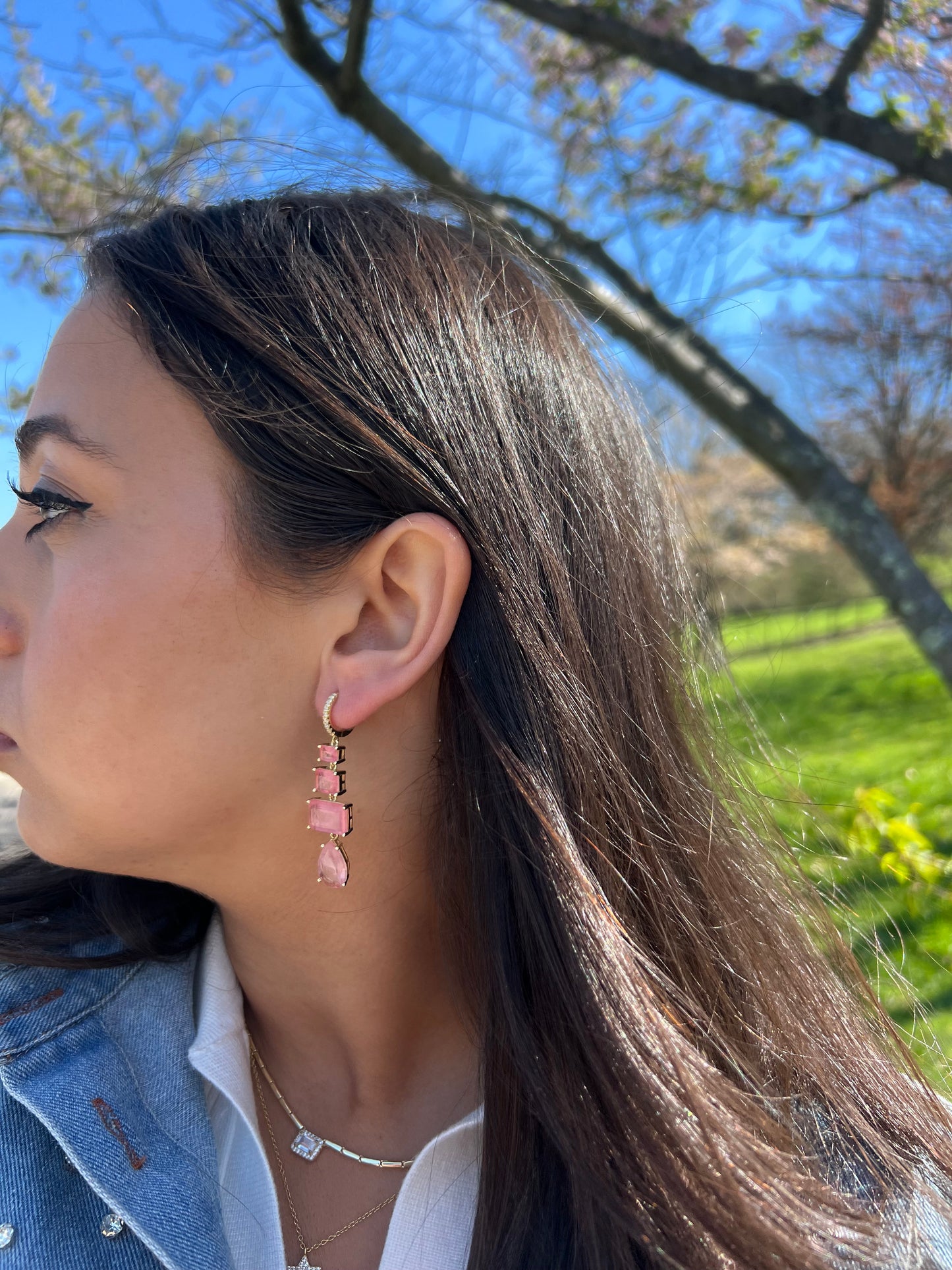 Shaped Pink Smokey Quartz Earrings