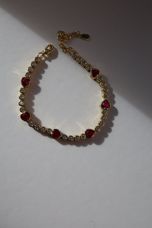 Heart Red Ruby Bracelet