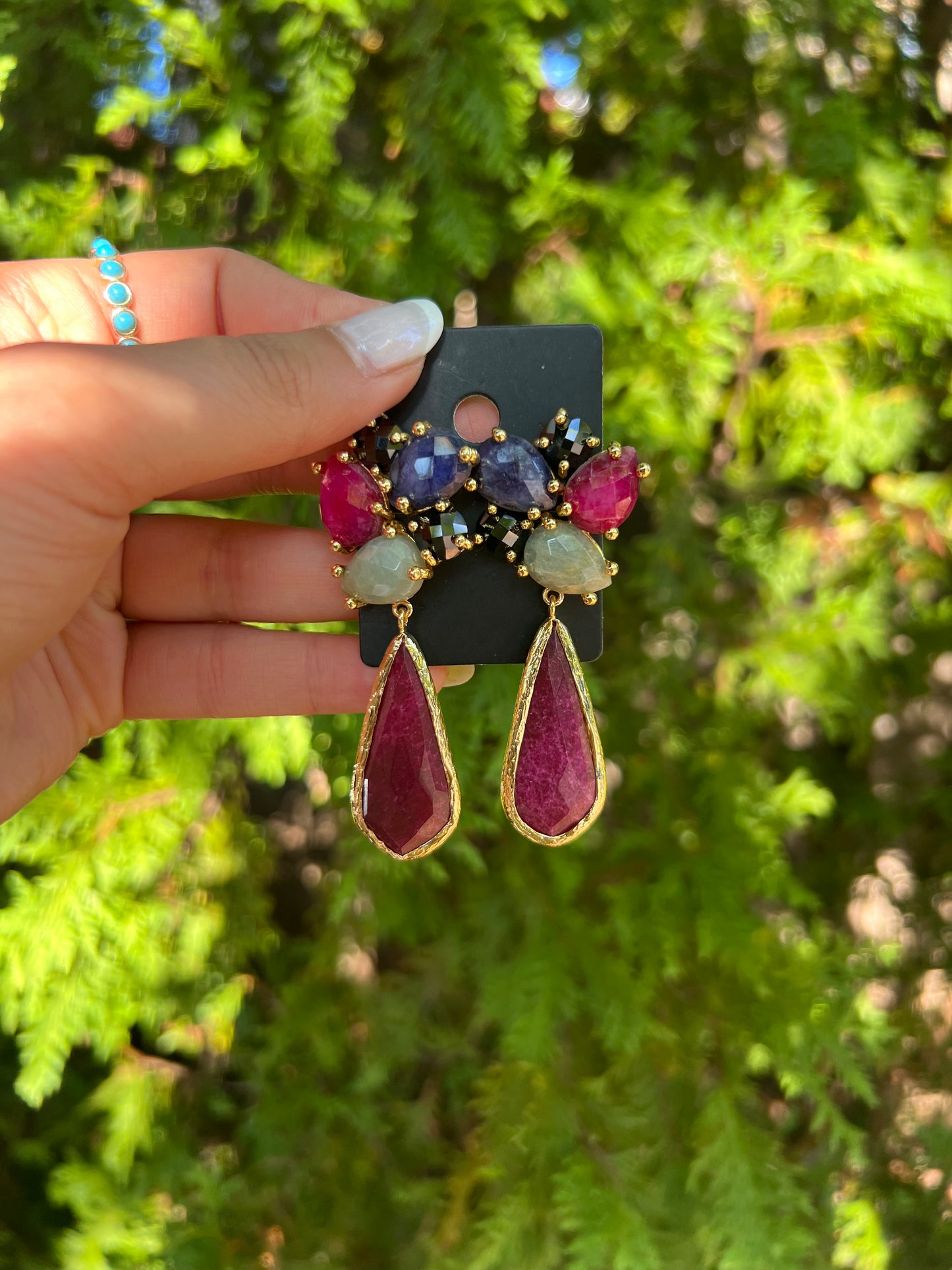 Ruby Clustered Stoned Earrings