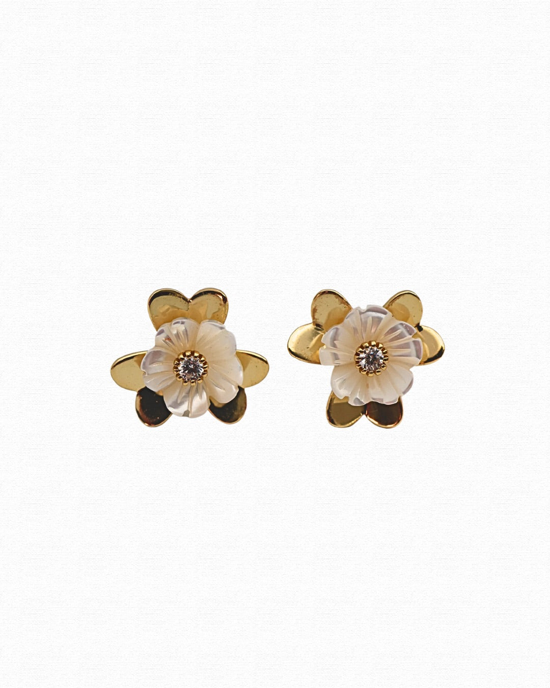 Golden Pearl Floral Earrings