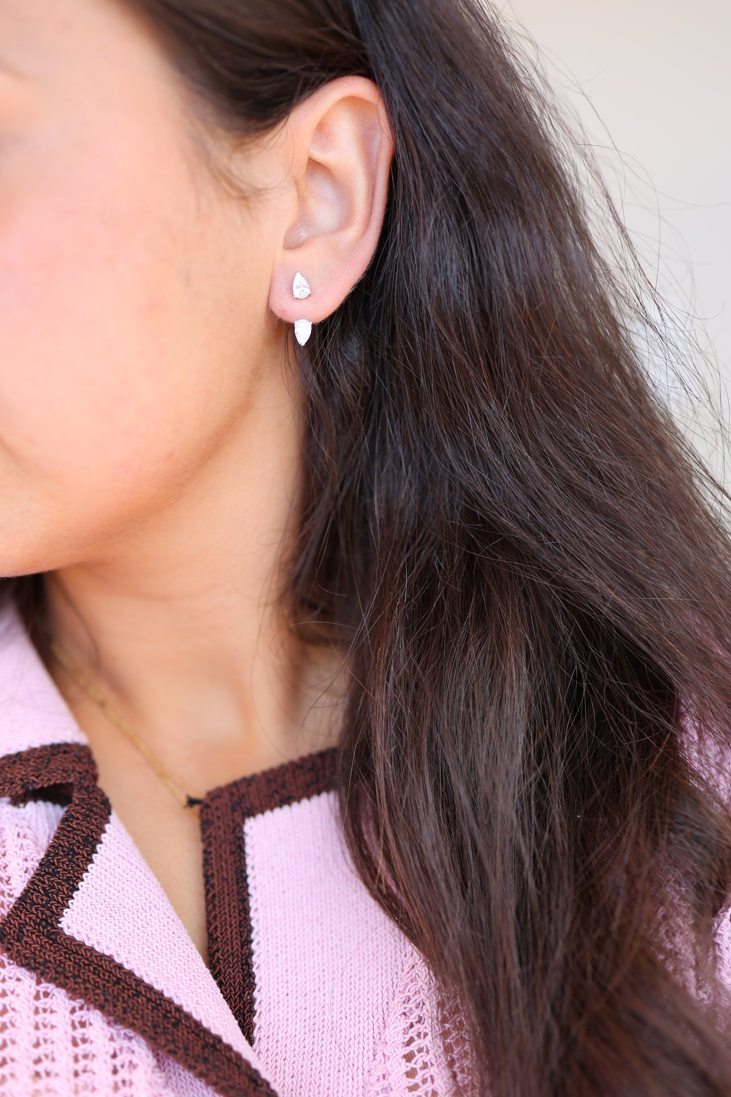 Floating Double Pear Stud Earring