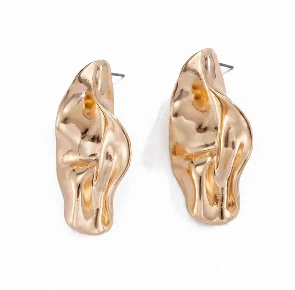 Wavy Gold Hanging Earrings