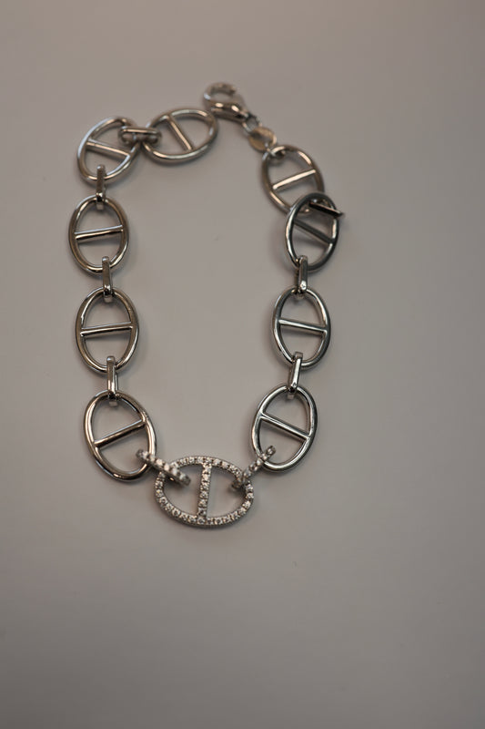 Linked Silver Etched Bracelet